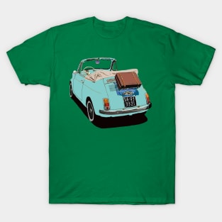 With vintage car, journey, Road Trip, Mint color car T-Shirt